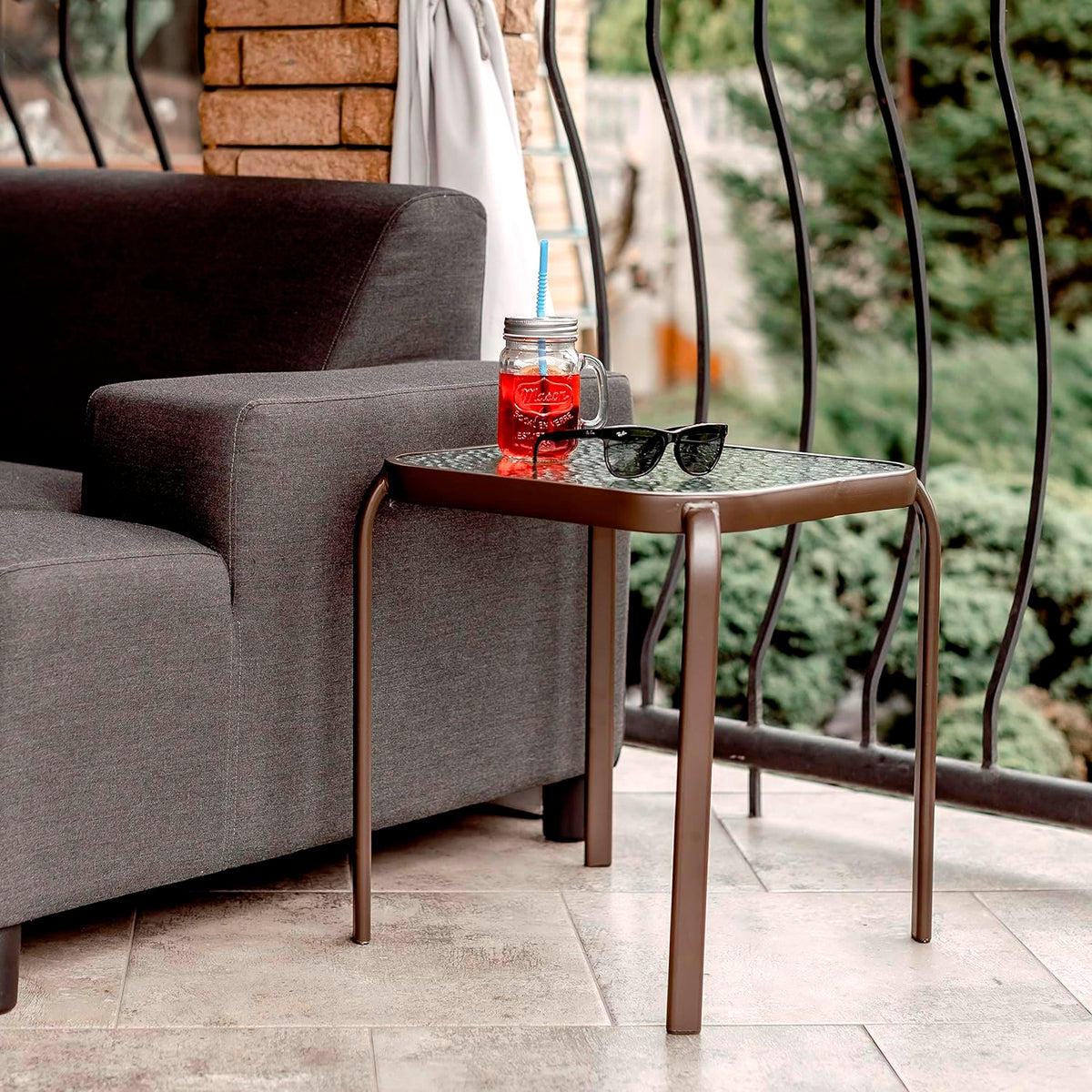 PROLISOK end table offers extra surface for cups and magazines on patios.