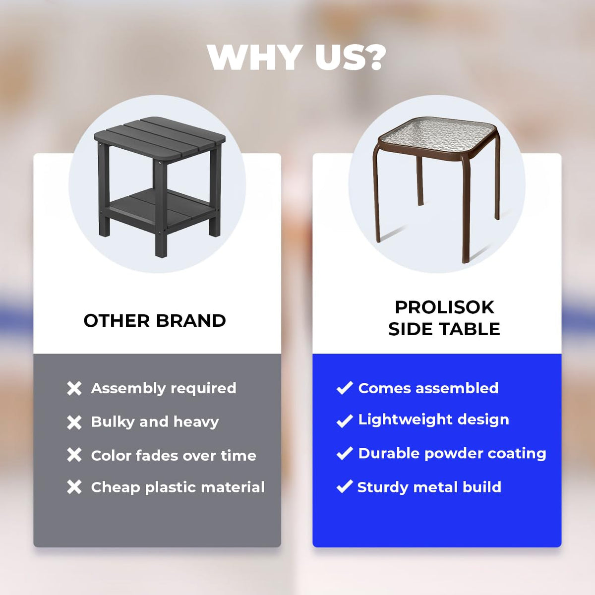 PROLISOK weather-resistant metal frame withstands daily outdoor use.