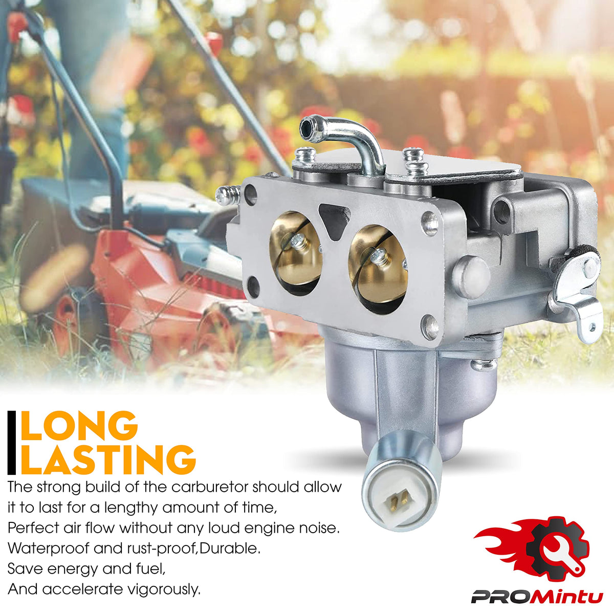 ProMintu carburetor in-use on a lawn tractor suggests steady operation.