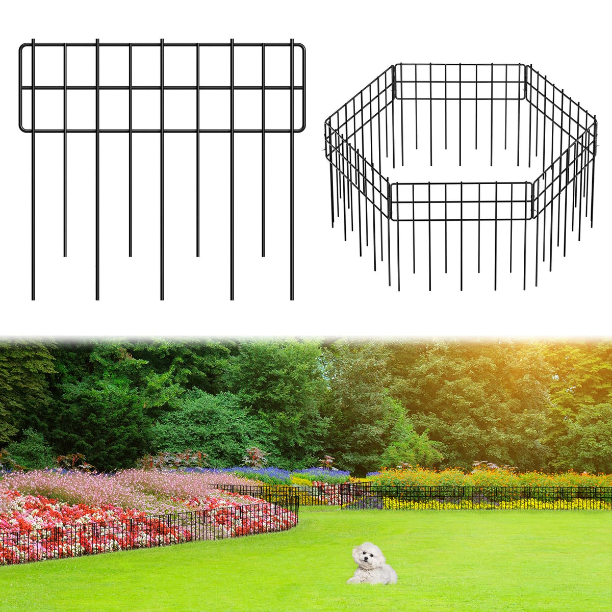 Promitop decorative fence panel in black metal for durable garden borders.