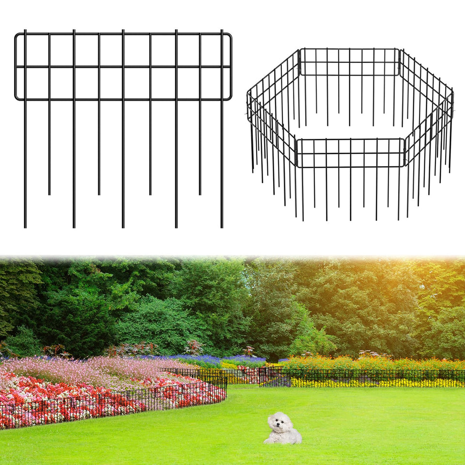 Promitop decorative fence panel in black metal for durable garden borders.