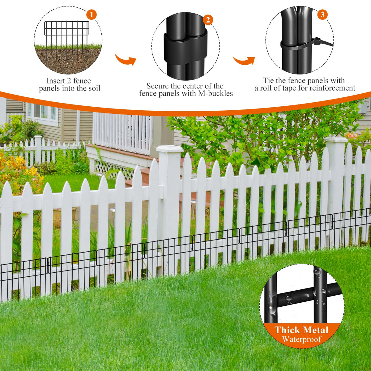 Promitop no-dig garden fence installation demonstrates soil-friendly setup.
