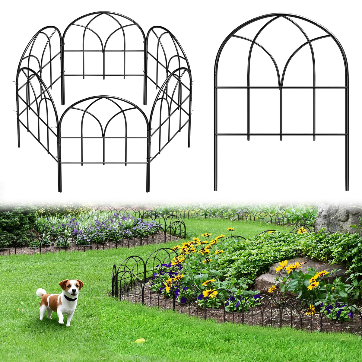 Promitop small garden fence arch panel adds a decorative border to flower beds.