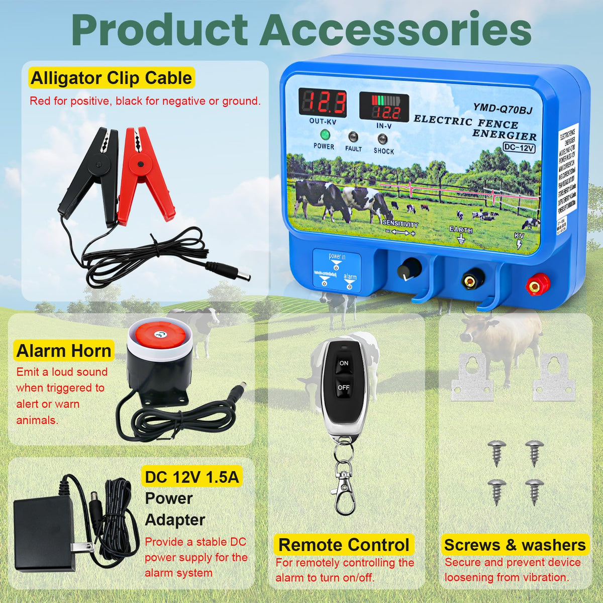 PROOVEELLY 15.5J electric fence charger LCD display real-time status
