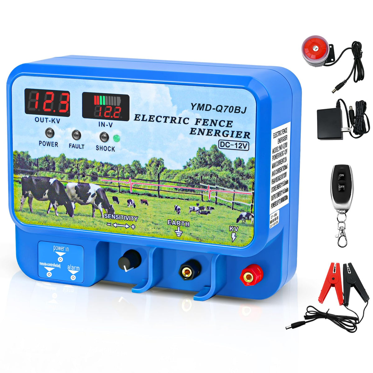 PROOVEELLY 15.5J electric fence charger front view for predator deterrence
