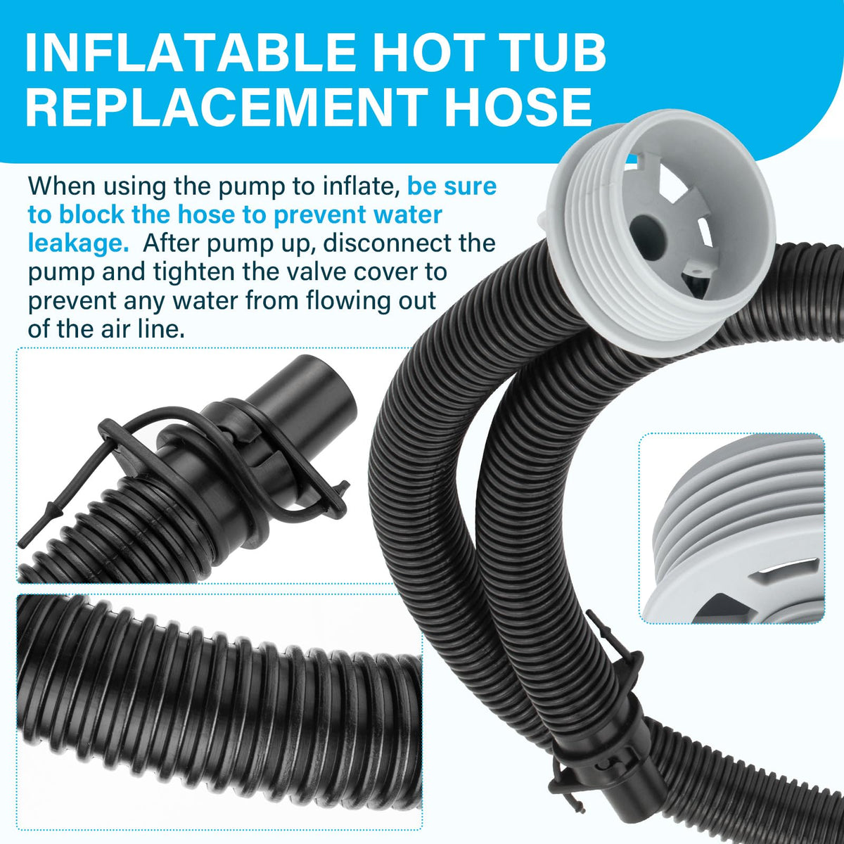 PROSOCOOL hot tub inflation hose resists wear for portable spa models.