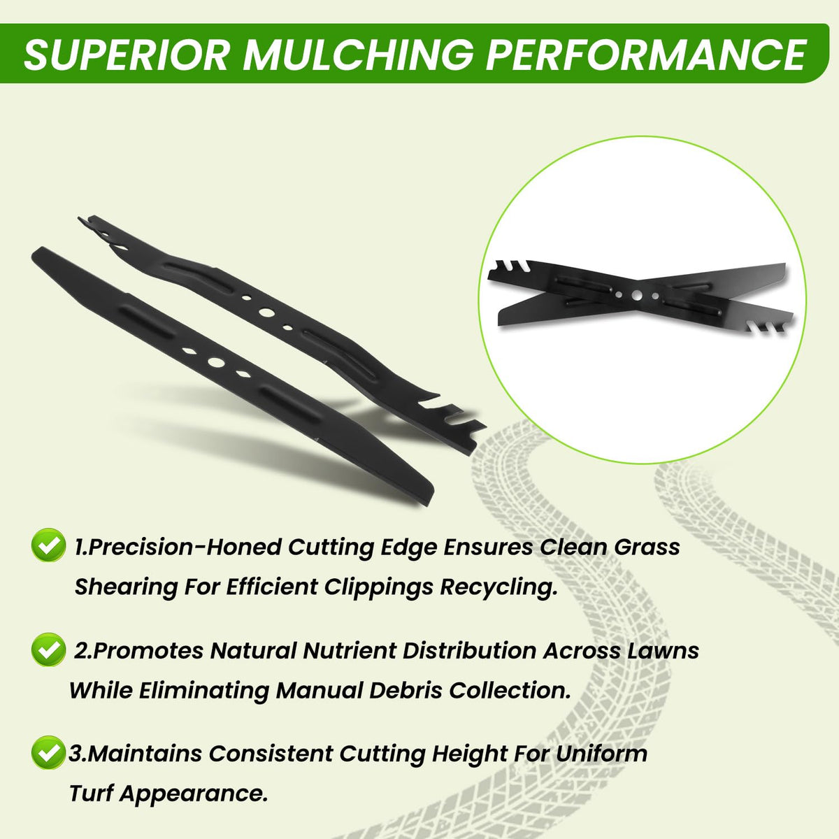 Prosentuo AB2101D blade pack shows two high performance mulching blades.