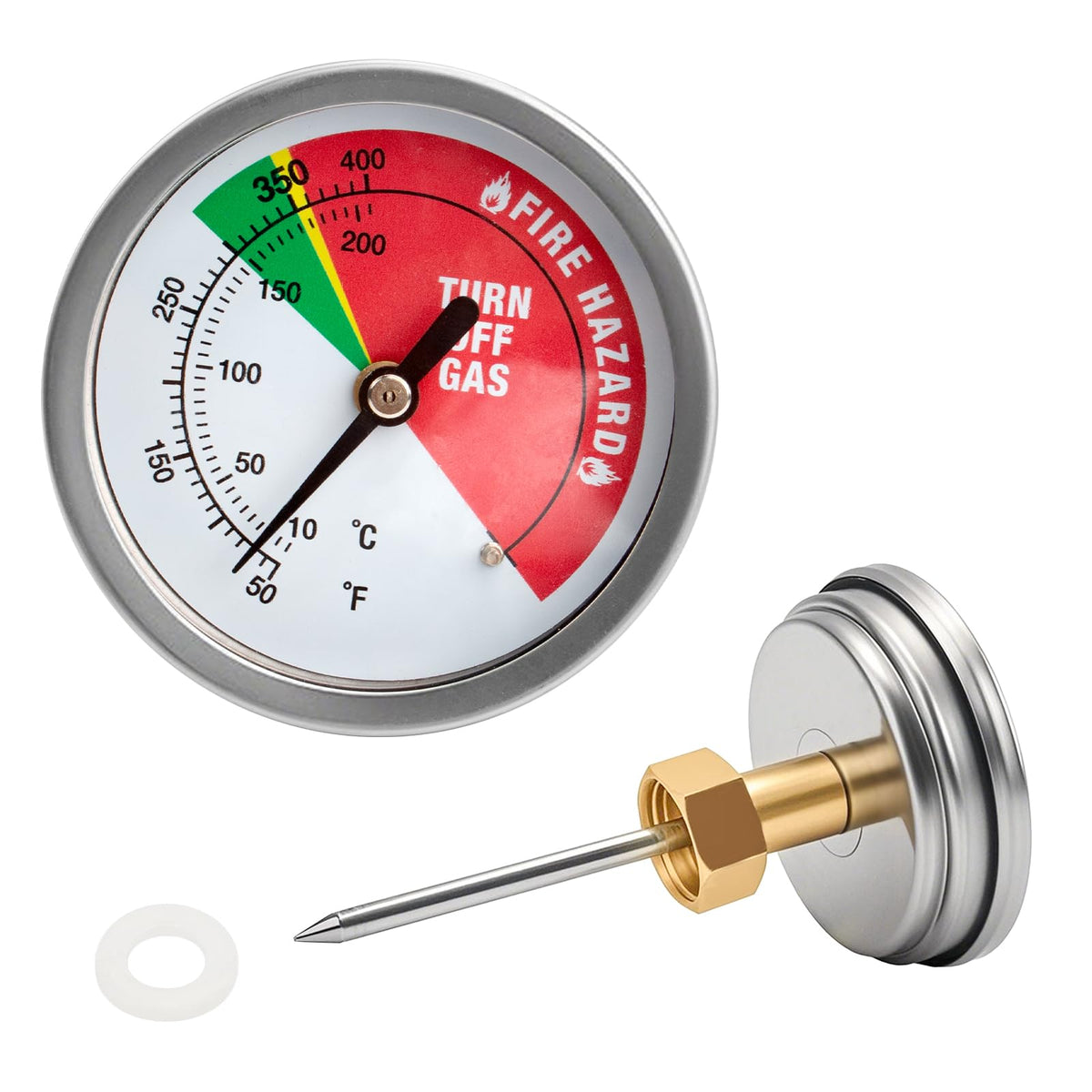 PROSOCOOL 5070 fryer thermometer clearly shows Bayou compatibility for accurate oil temperatures.