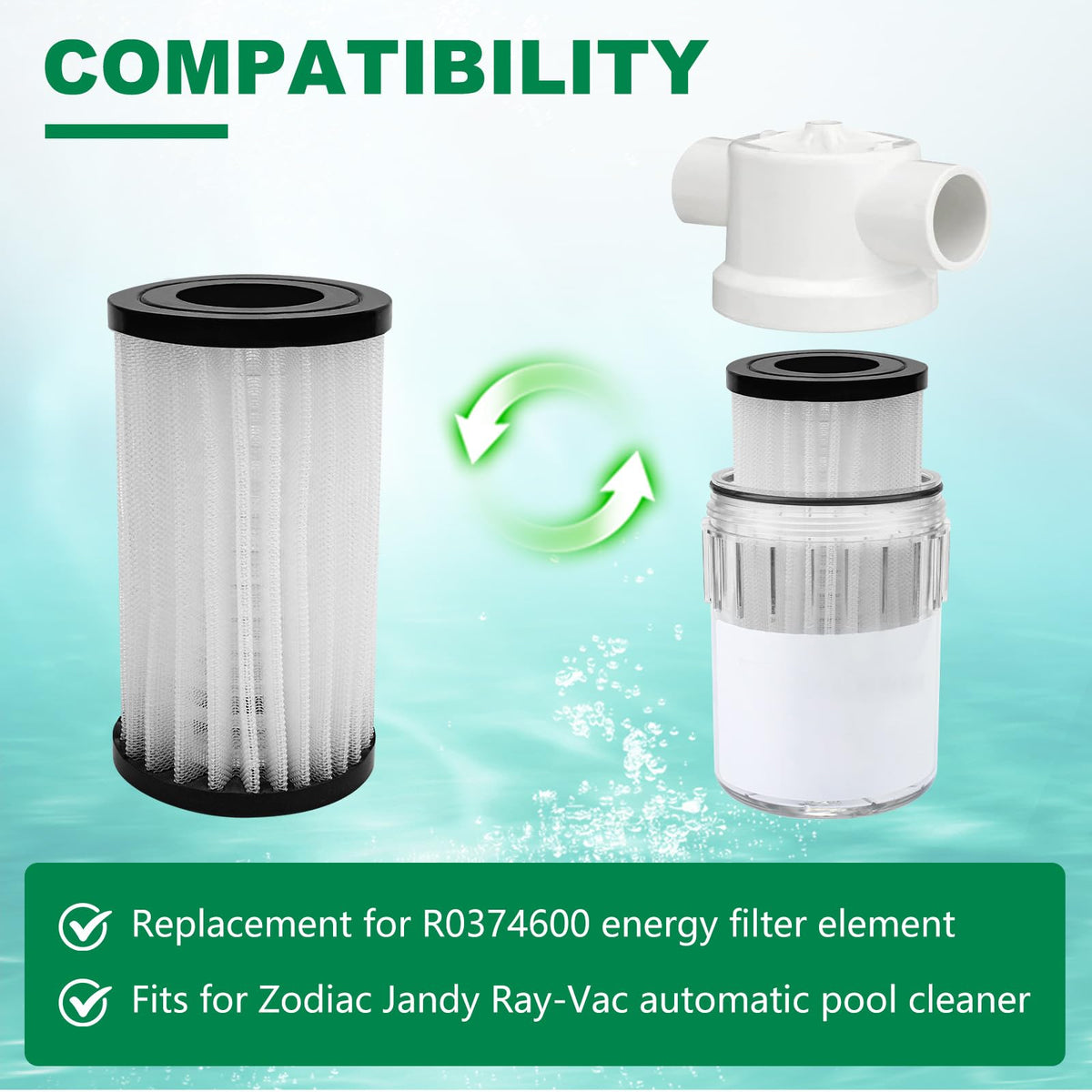PROSOCOOL energy filter element R0374600 dimensions label confirms fit in pool equipment