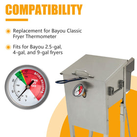PROSOCOOL 50-400F range thermometer helps precise frying temp control.