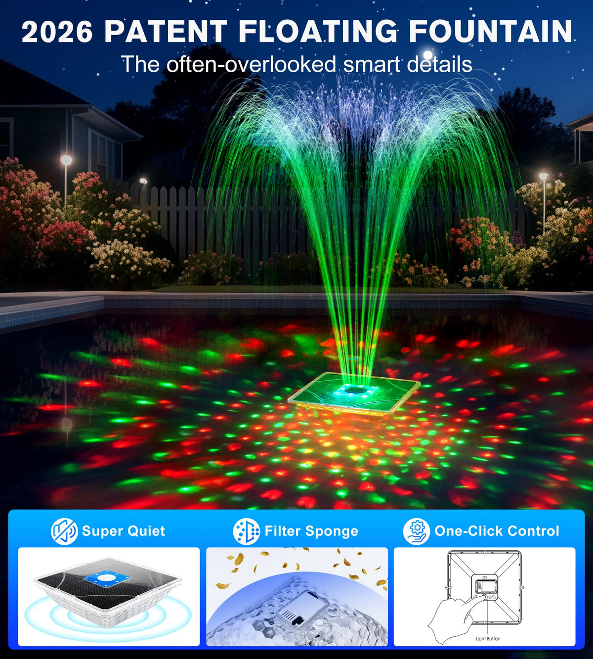Prosplash Solar Pool Fountain suitable for above-ground pools with sun-powered operation