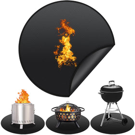 Protebox 36inch fire pit mat under Solo Stove Bonfire protects deck from heat and sparks.