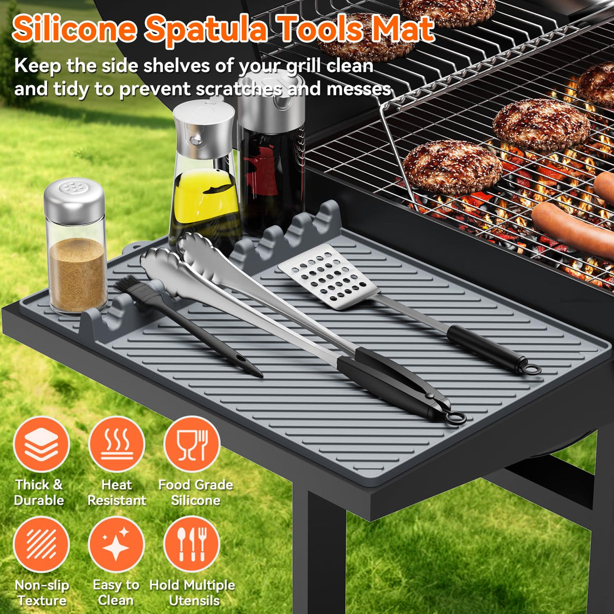Protebox magnetic griddle mat lies flat on grill for steady use