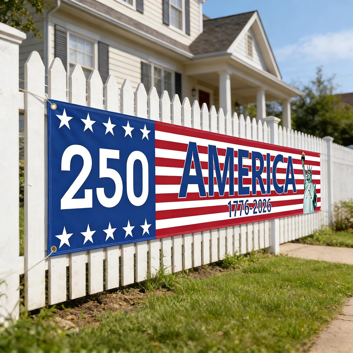 Prothens 116in indoor banner display suitable for stages, walls, and entryways.