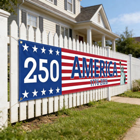 Prothens 116in indoor banner display suitable for stages, walls, and entryways.