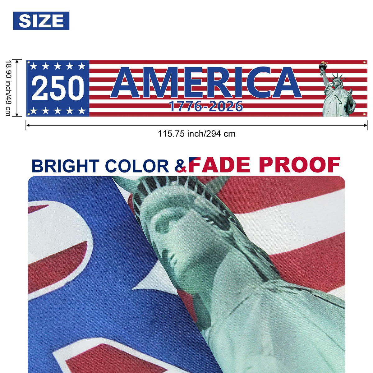 Prothens 116in outdoor entryway banner, durable polyester for lawn and porch setups.