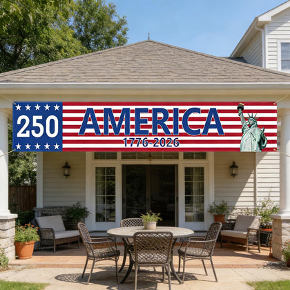 Prothens 116in USA banner for 250th milestone, ideal for outdoor celebrations and festive displays.