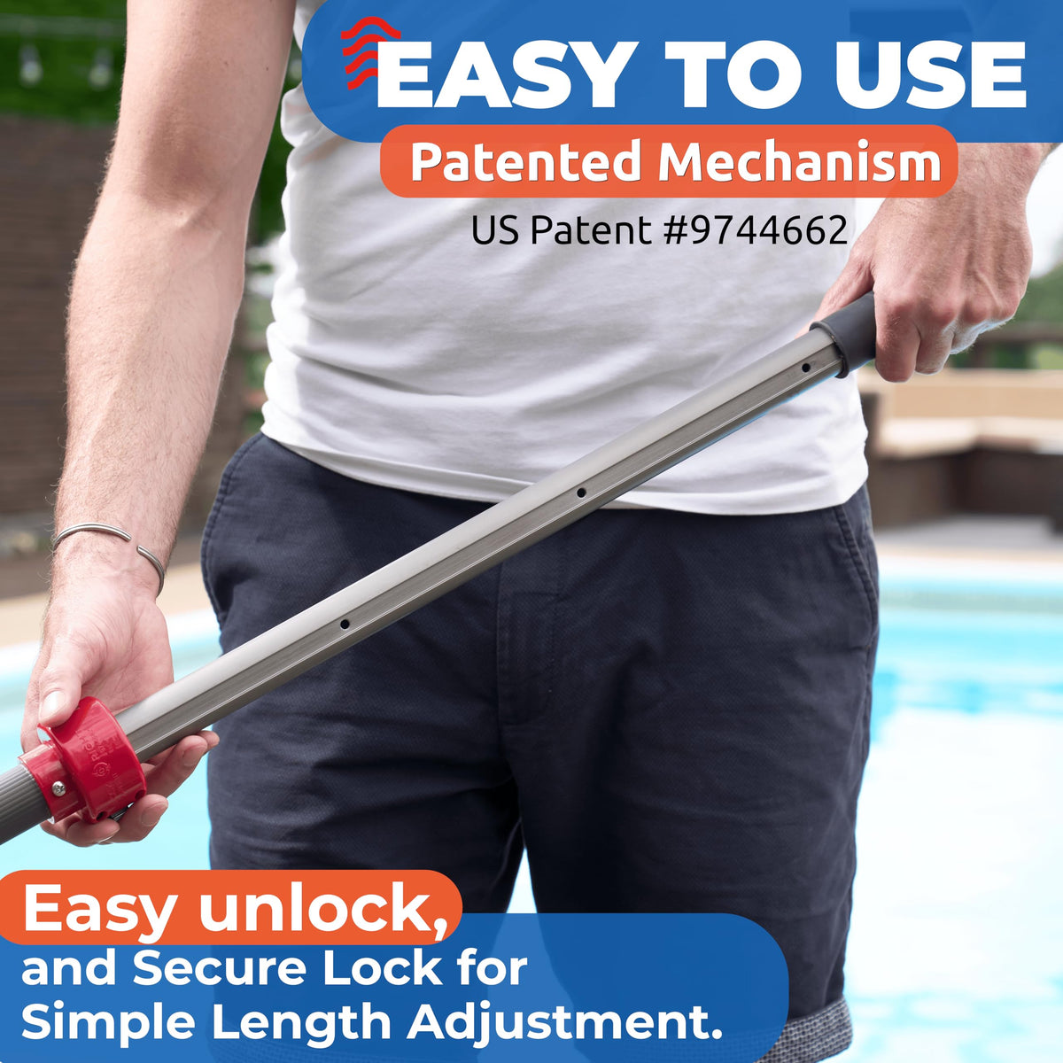 ProTuff heavy-duty aluminum pool pole resists rust and bending.