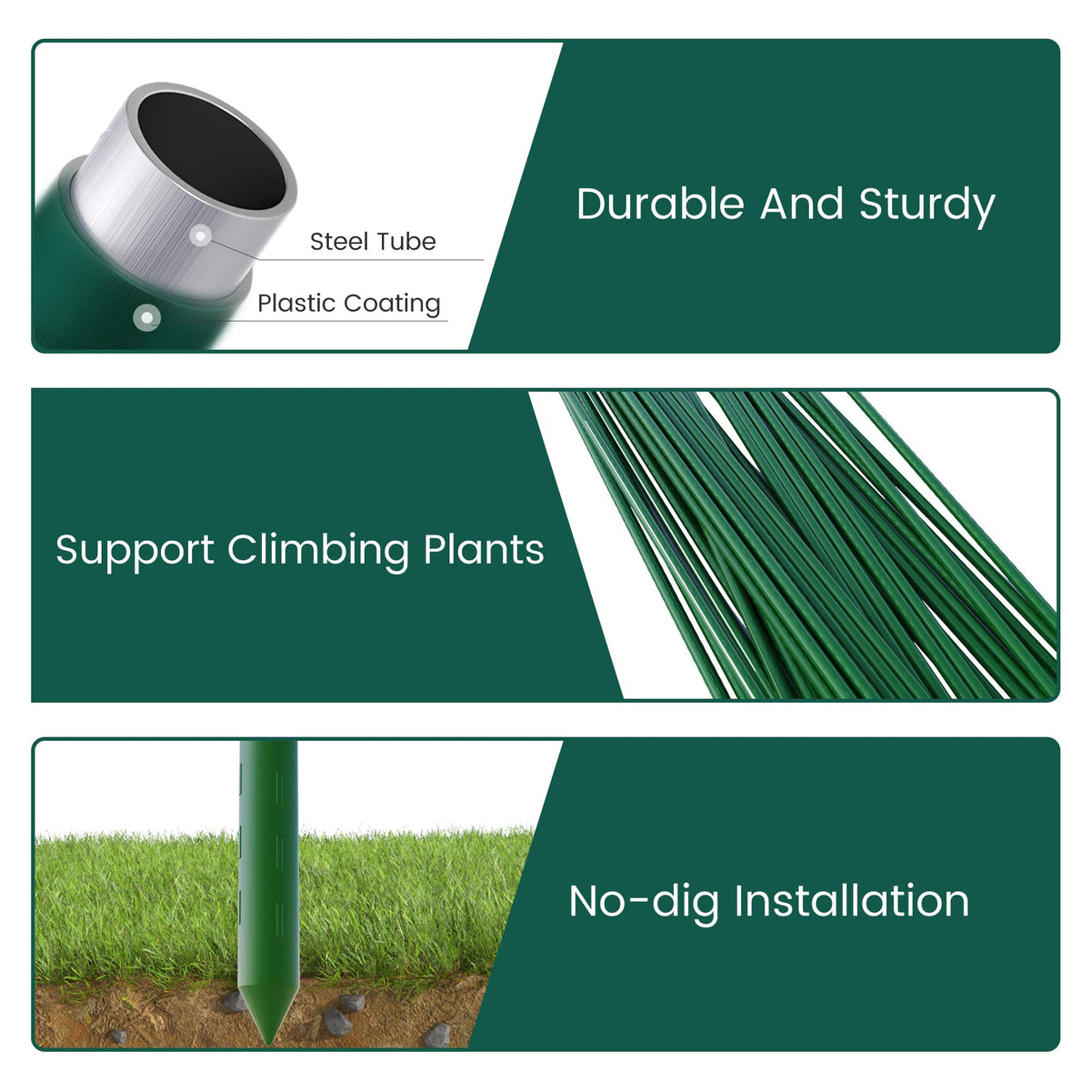 PROWORX 50-piece stake set organizes and supports a garden space.