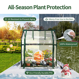PROWORX mini greenhouse rear view highlighting sturdy frame and cover