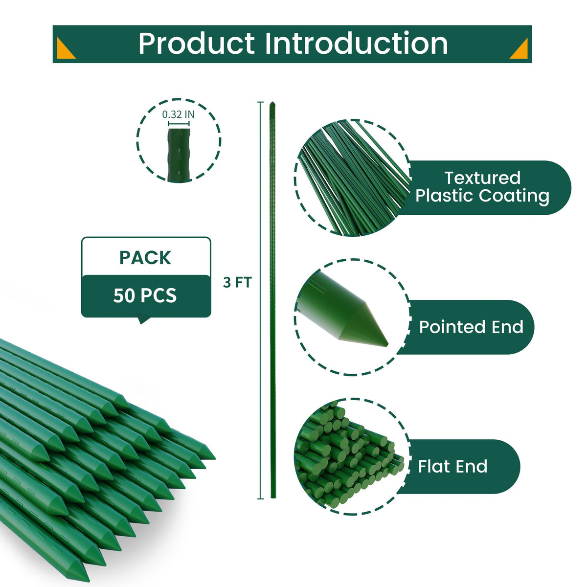 PROWORX outdoor plant support stakes ideal for tomatoes and cucumbers.
