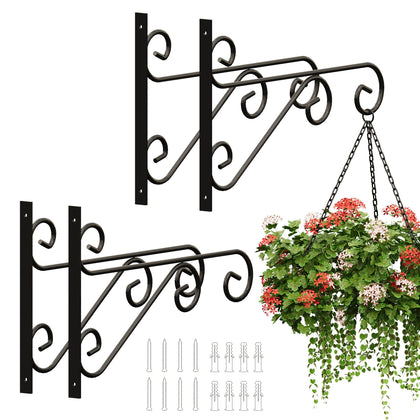 PROWORX 4-pack plant hanger bracket, 16 inch, sturdy outdoor support for baskets.