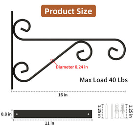 PROWORX elegant curved plant hook for indoor-outdoor mounting adds stylish touch.