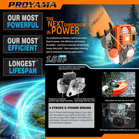 PROYAMA 3-in-1 dual-line head trims and edges efficiently.