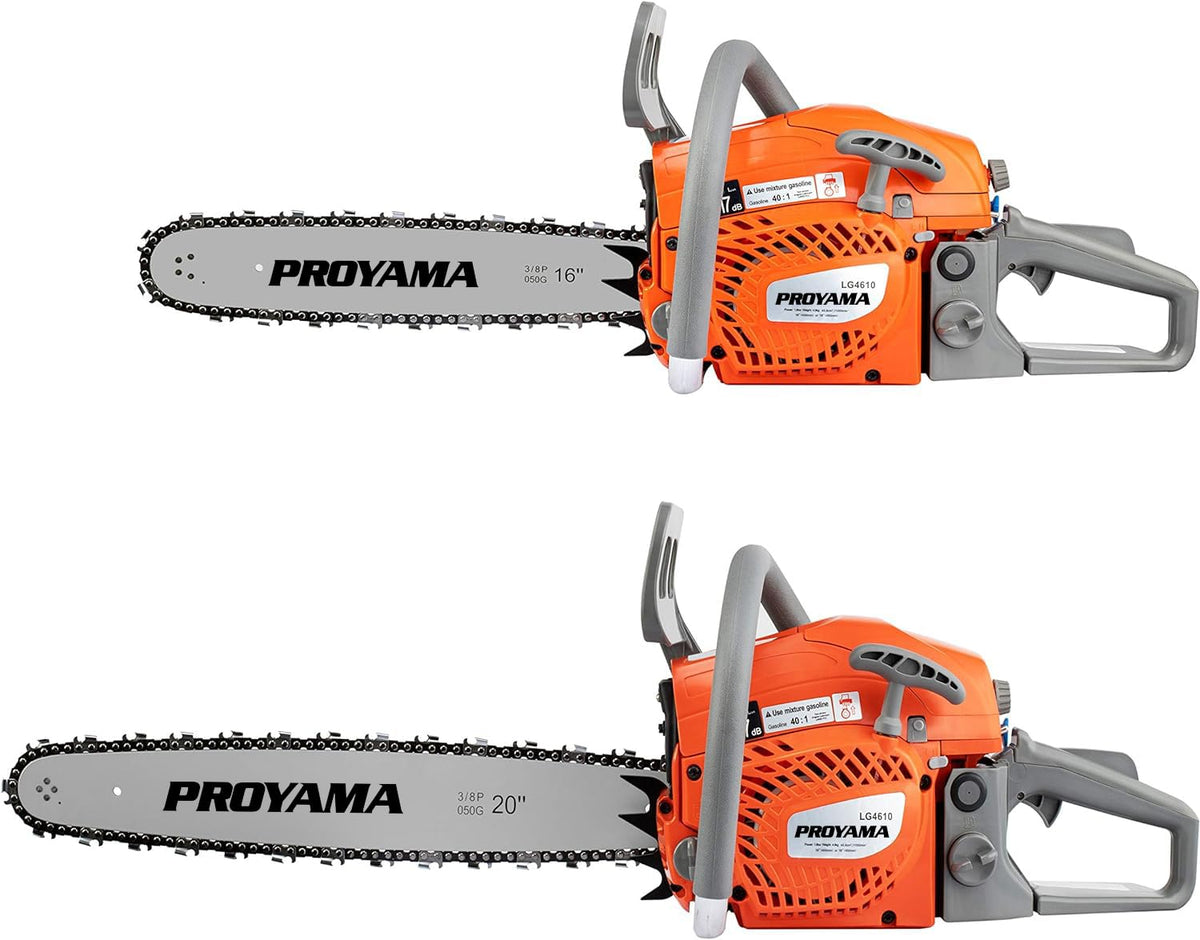 PROYAMA 58cc chainsaw ideal for firewood cutting and yard tasks.