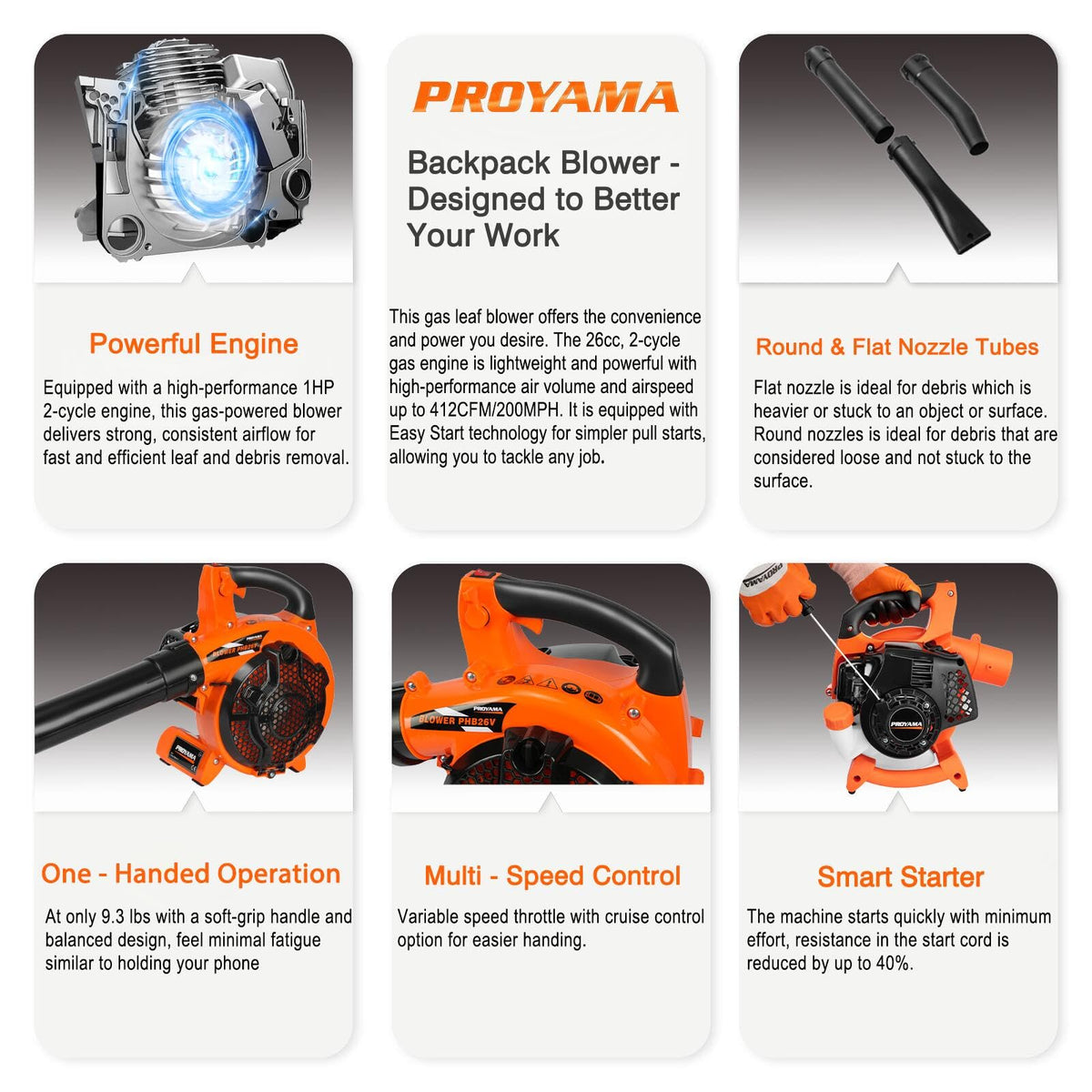 PROYAMA blower anti-vibration handles improve comfort during extended sessions