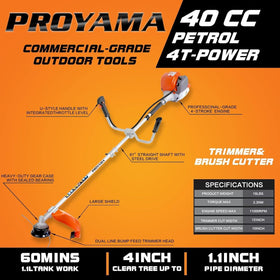 PROYAMA quick-start system simplifies starting for faster yard work.
