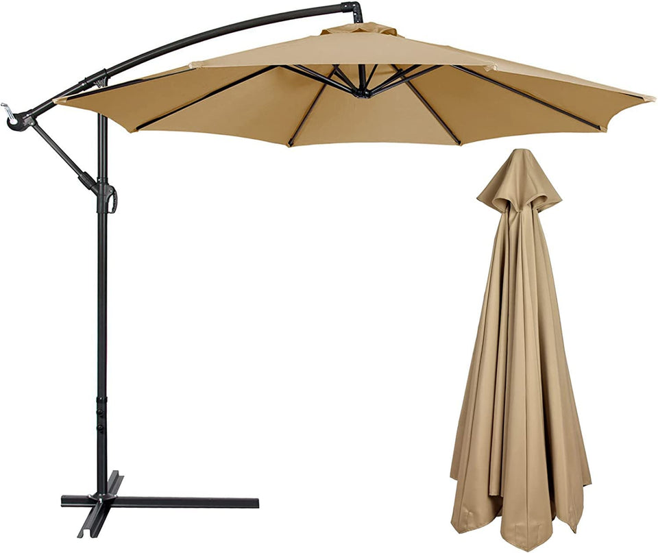 PRTECY umbrella canopy 3m diameter provides broad shade for outdoor dining.