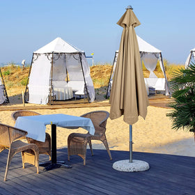 PRTECY 60-inch shading offers ample coverage for tables and chairs.