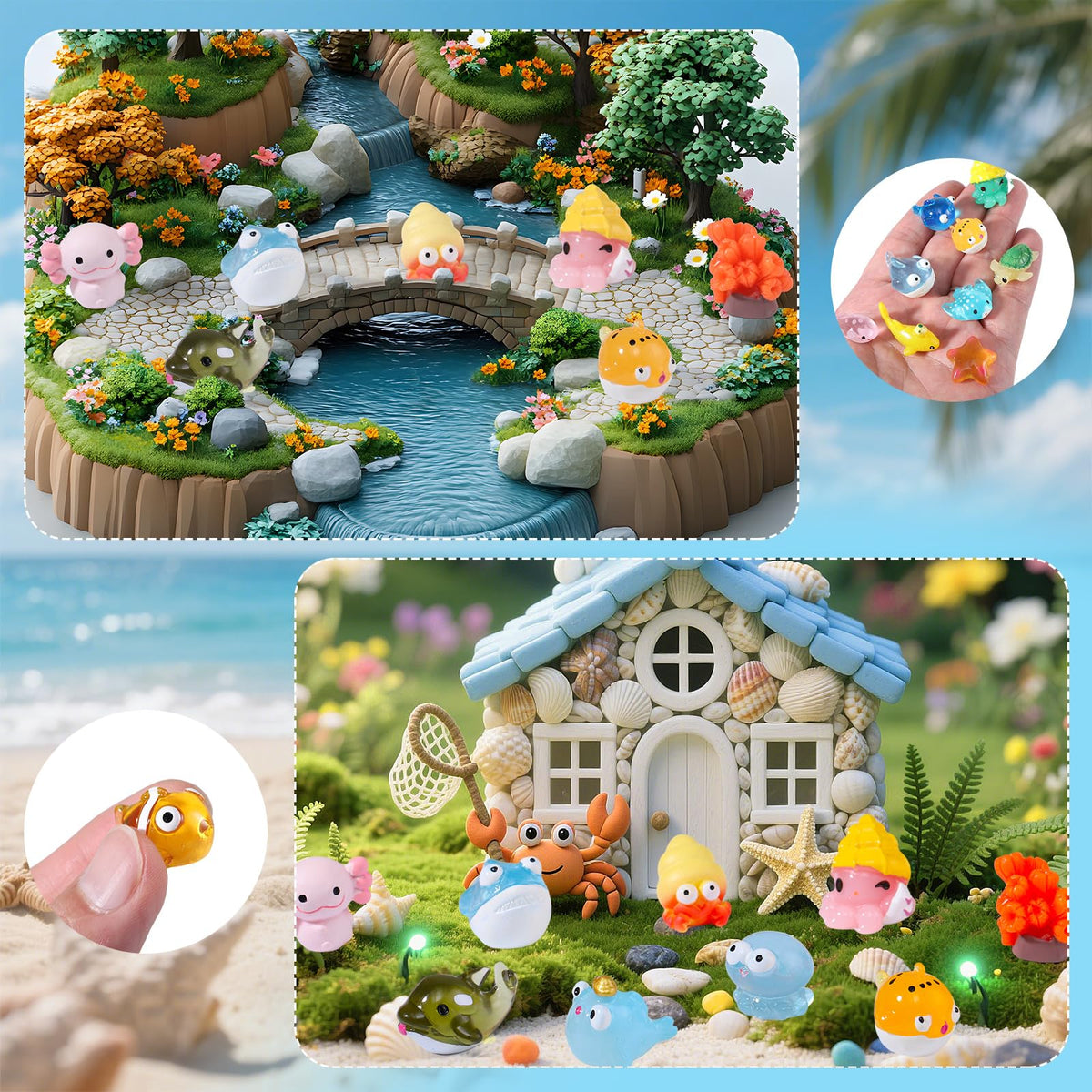 Prudiut octopus resin figure for dollhouses and mini landscapes.