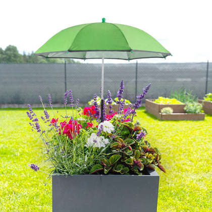 Prudiut plant umbrella with 24in sunshade over a potted plant for cooling shade