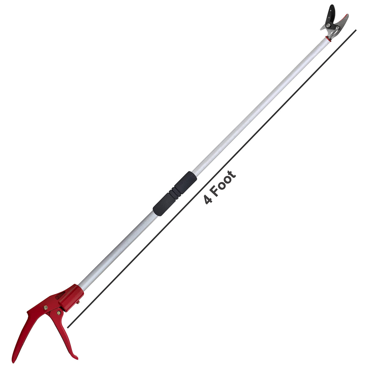 Prunrt long-reach pruning shears provide extended reach and precise cuts from ground.