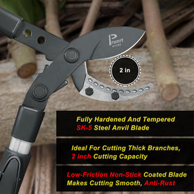 Prunrt loppers offer ergonomic, non-slip grips for comfortable pruning sessions.