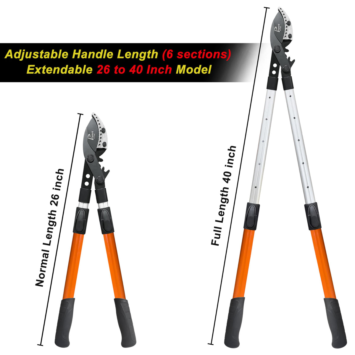 Prunrt loppers show Sync Drive leverage for powerful cuts on tough limbs.