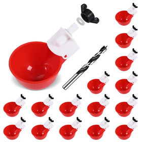 Psarnuk chicken waterer cups 16-pack red for reliable flock hydration.