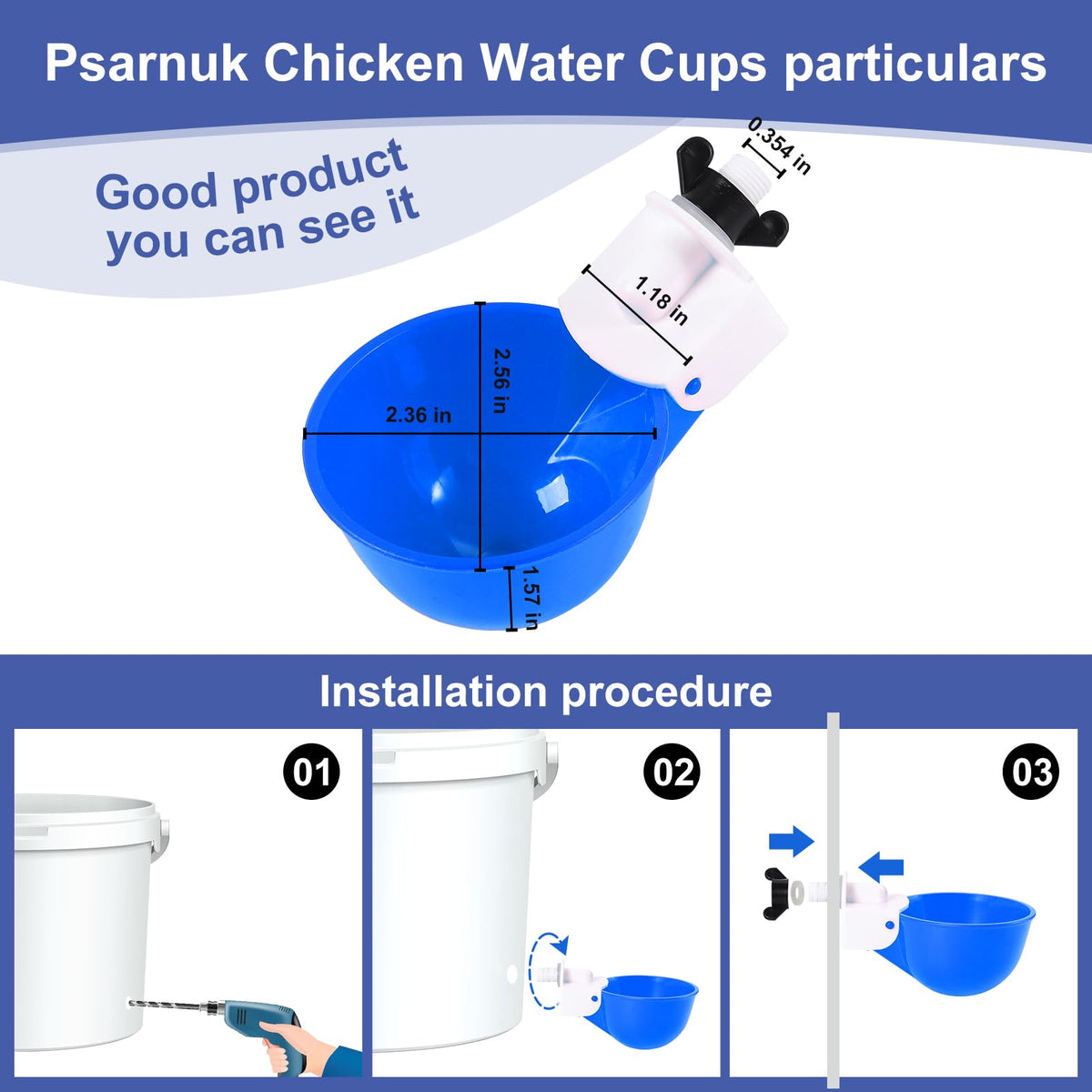 Psarnuk chicken waterer cups easy clean design supports hygienic refills