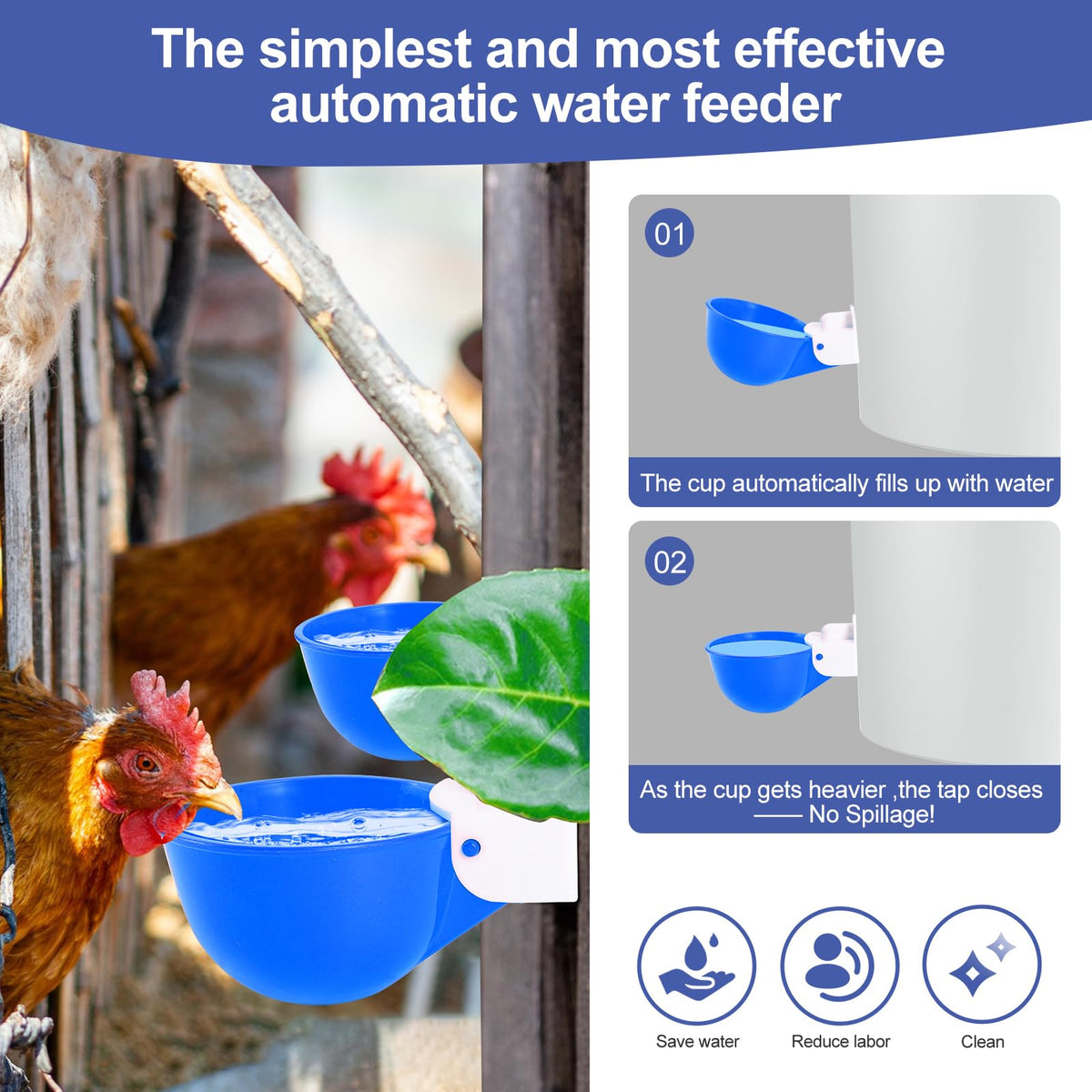 Psarnuk chicken waterer cups leak-proof seal demonstrates reliability