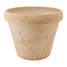 PSW Pot Collection dragonfly planter beige shown outdoors, lightweight and weather resistant.
