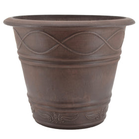 PSW Western Weave Planter in Chocolate with scroll detailing for indoor greenery.