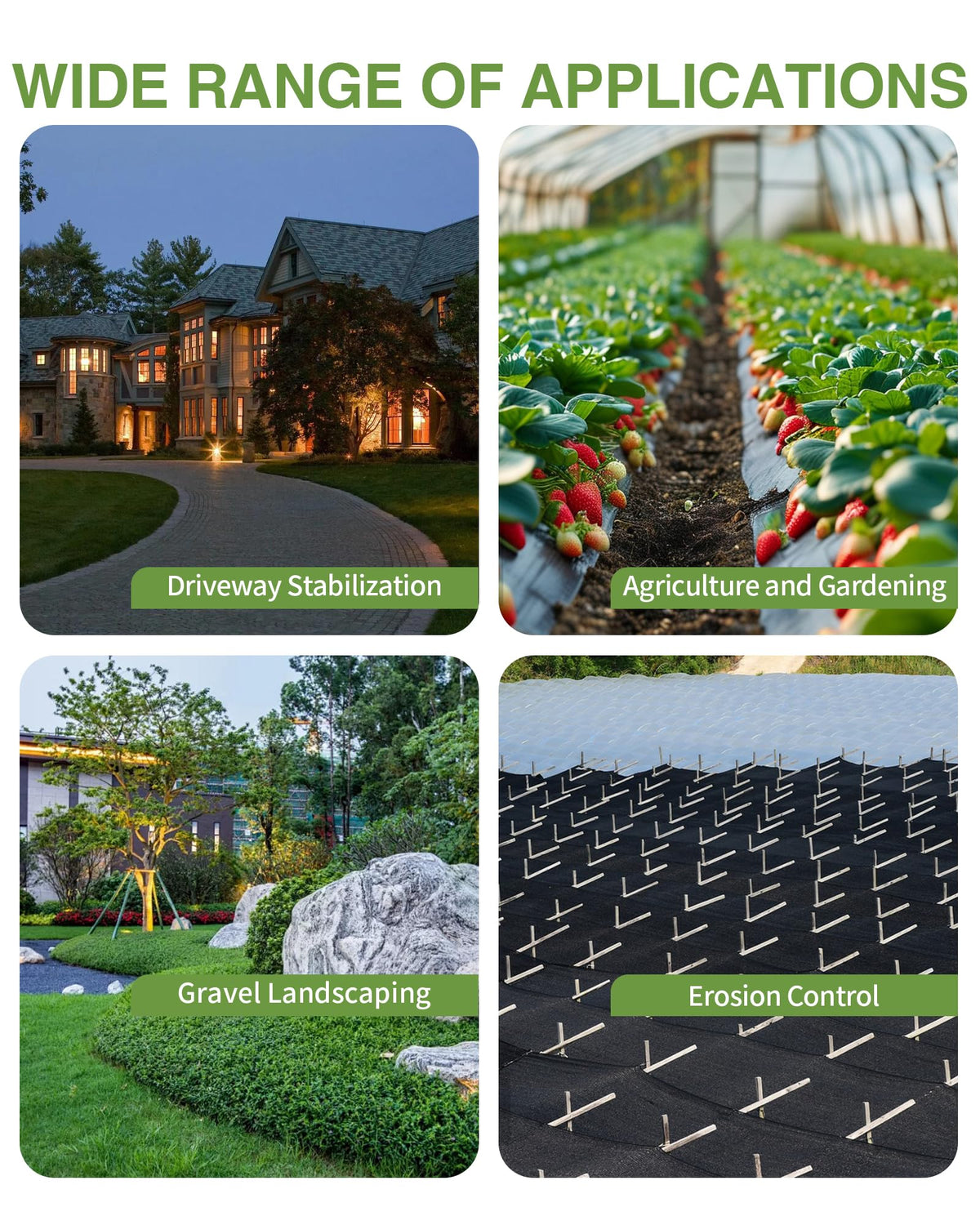 Pterying fabric is suitable for erosion control and driveways