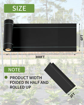 Pterying landscape fabric with green stripes facilitates precise alignment for easy setup