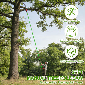 Pterying pole saw with robust double-lock joints for secure setup