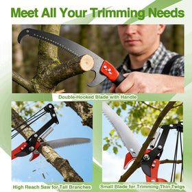 Pterying saw includes hooks for twig removal during pruning
