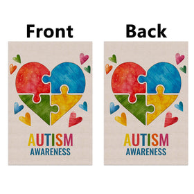 Pudodo autism awareness flag puzzle heart back view for outdoor visibility