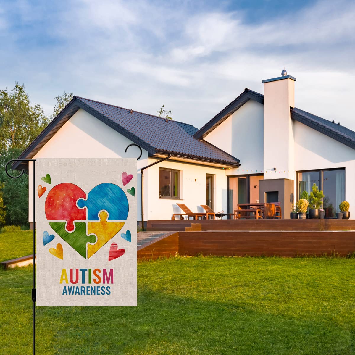 Pudodo autism awareness flag made of linen for durable outdoor use