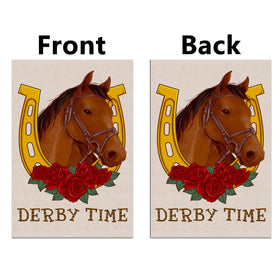 Pudodo Derby Time garden flag, double-sided print, enhances outdoor entrances.